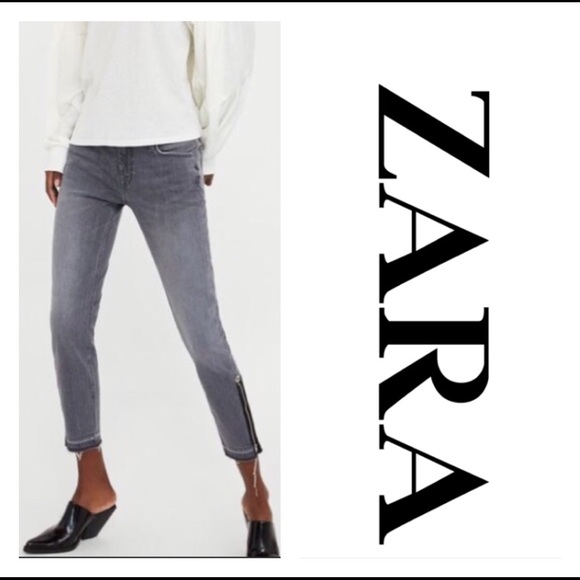 Zara Denim - Zara grey jeans with ankle zipper size 2